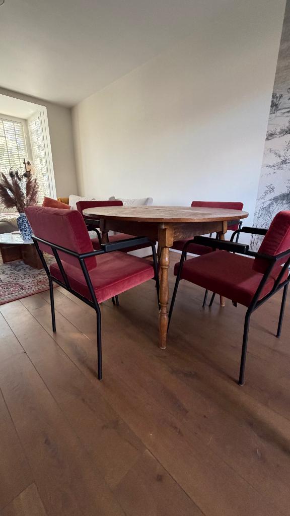 Prachtige Vintage Uittrekbare Eettafel - Hout - Ovaal/Rond, Antiek en Kunst, Ophalen