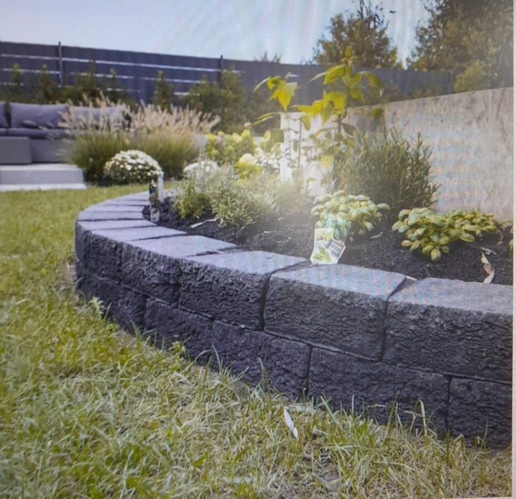 Stapelblokken Muurblokken Trapezium Antraciet - 480 stuks, Tuin en Terras, Gebruikt, Overige typen, Ophalen of Verzenden, 10 m² of meer