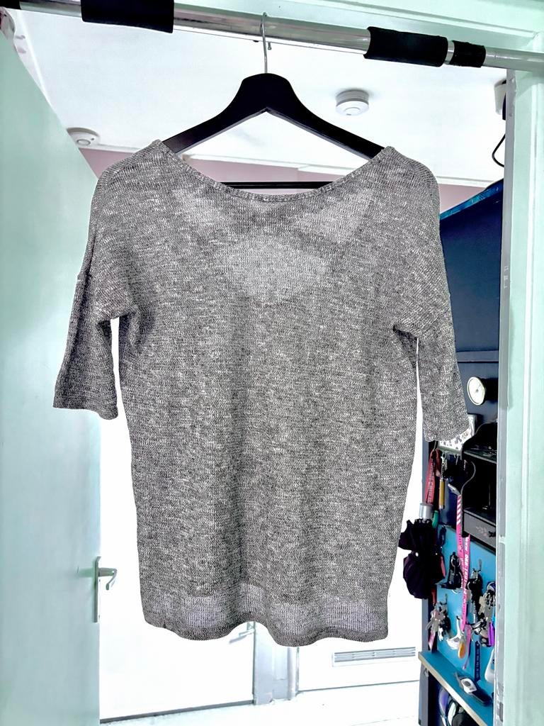 River Island fijngebreide glitter top zilvergrijs maat M, Kleding | Dames, Tops, Maat 38/40 (M), Ophalen of Verzenden, Zo goed als nieuw