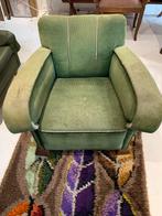 Vintage Art Deco Fauteuil, Ophalen, Gebruikt, Stof, 75 tot 100 cm