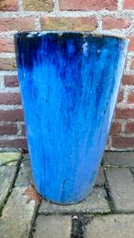 Blauwe grote winterharde bloempot 45cm, Rond, Zo goed als nieuw, Minder dan 40 cm, Aardewerk