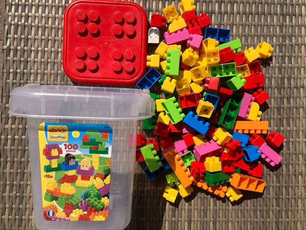 Abrick Ecoiffier Bouwblokken 100 Stuks met Opbergdoos, Kinderen en Baby's, Speelgoed | Bouwstenen, Ophalen of Verzenden, Zo goed als nieuw