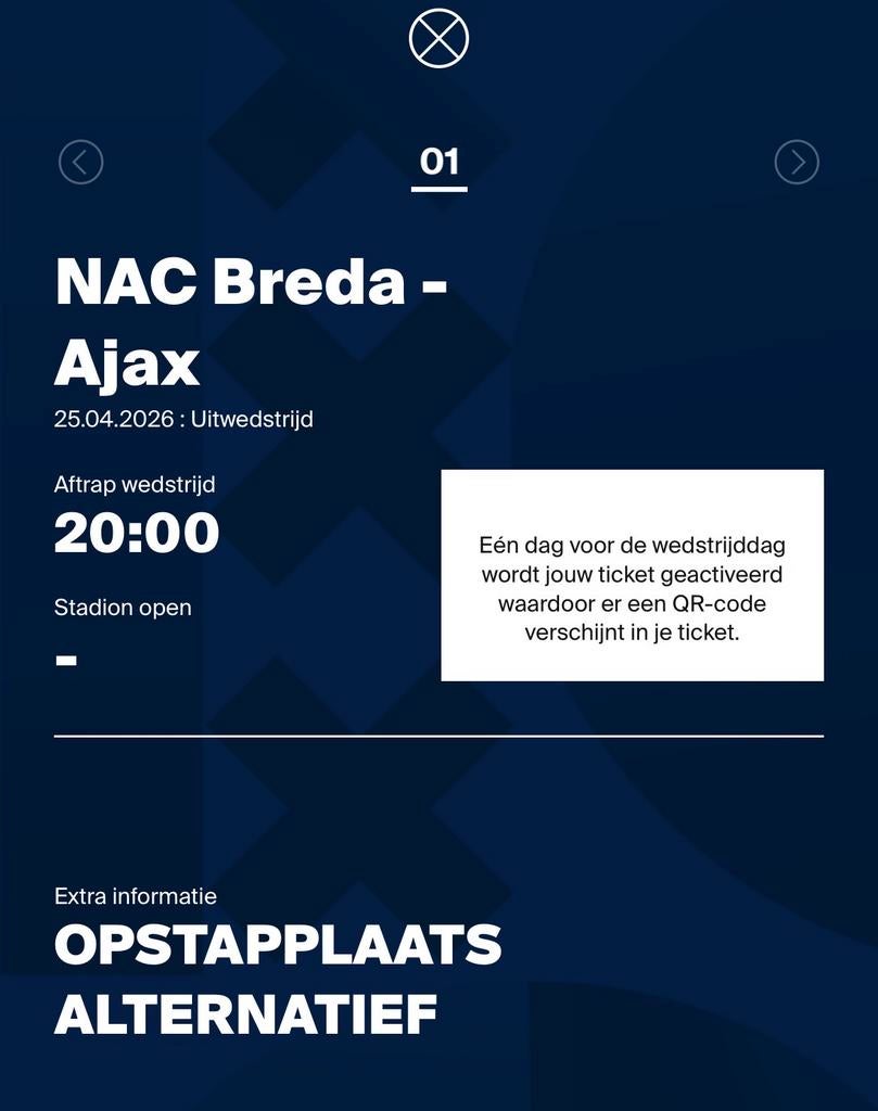 NAC - Ajax : één kaartje voor het Uitvak, Eén persoon