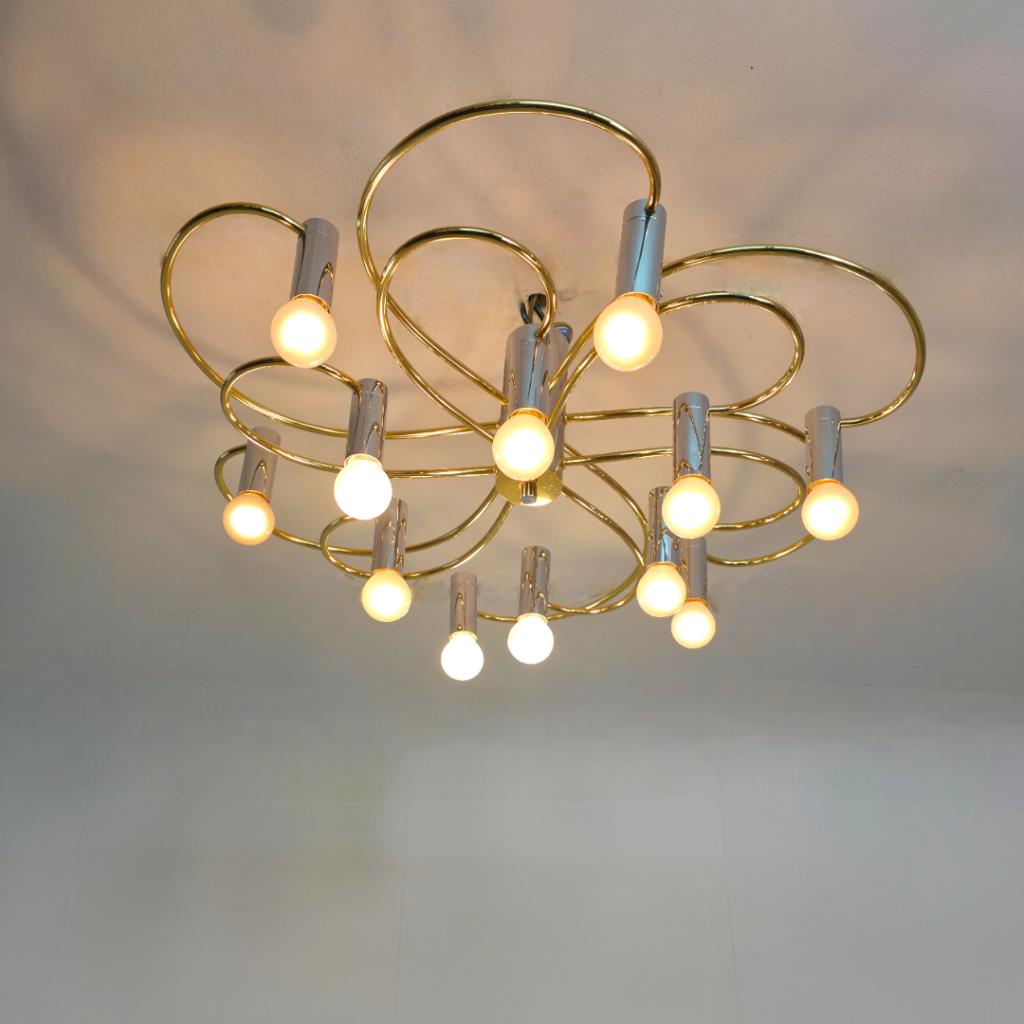 Sputnik plafonnière Sciolari Cossack 12 licht 60cm, Ophalen of Verzenden, Zo goed als nieuw, Metaal