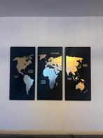 Drieluik Wanddecoratie Wereldkaart Goud-Zwart, Ophalen, Zo goed als nieuw