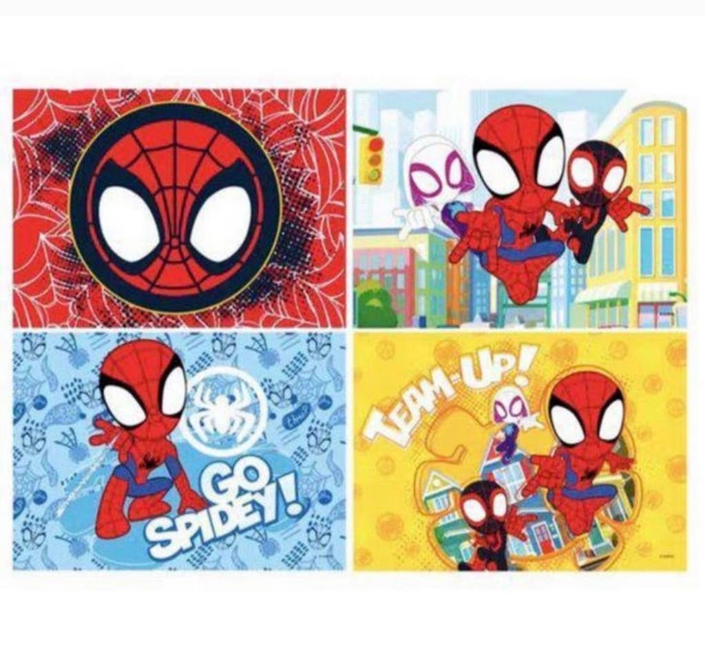 Disney Junior Marvel Spidey + his Amazing Friends 4 PUZZELS, 10 tot 50 stukjes, Nieuw, Ophalen of Verzenden, H
