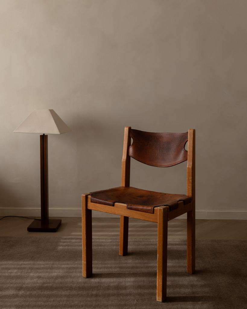 Vintage Maison Regain stoel, Frankrijk jaren 1970, Ophalen, Bruin, Eén, Leer