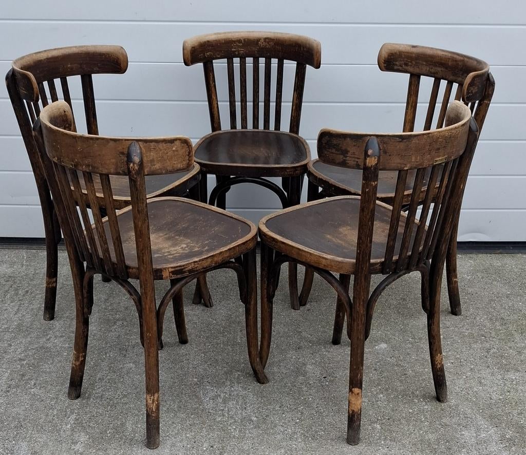 5 x Vintage houten cafestoelen Bentwood cafe stoelen Thonet, Antiek en Kunst, Ophalen of Verzenden