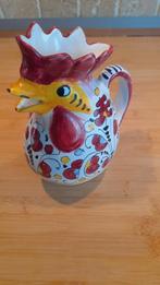 Deruta Wijn-Water Kan in Haanvorm - Handgeschilderd Keramiek, Ophalen of Verzenden