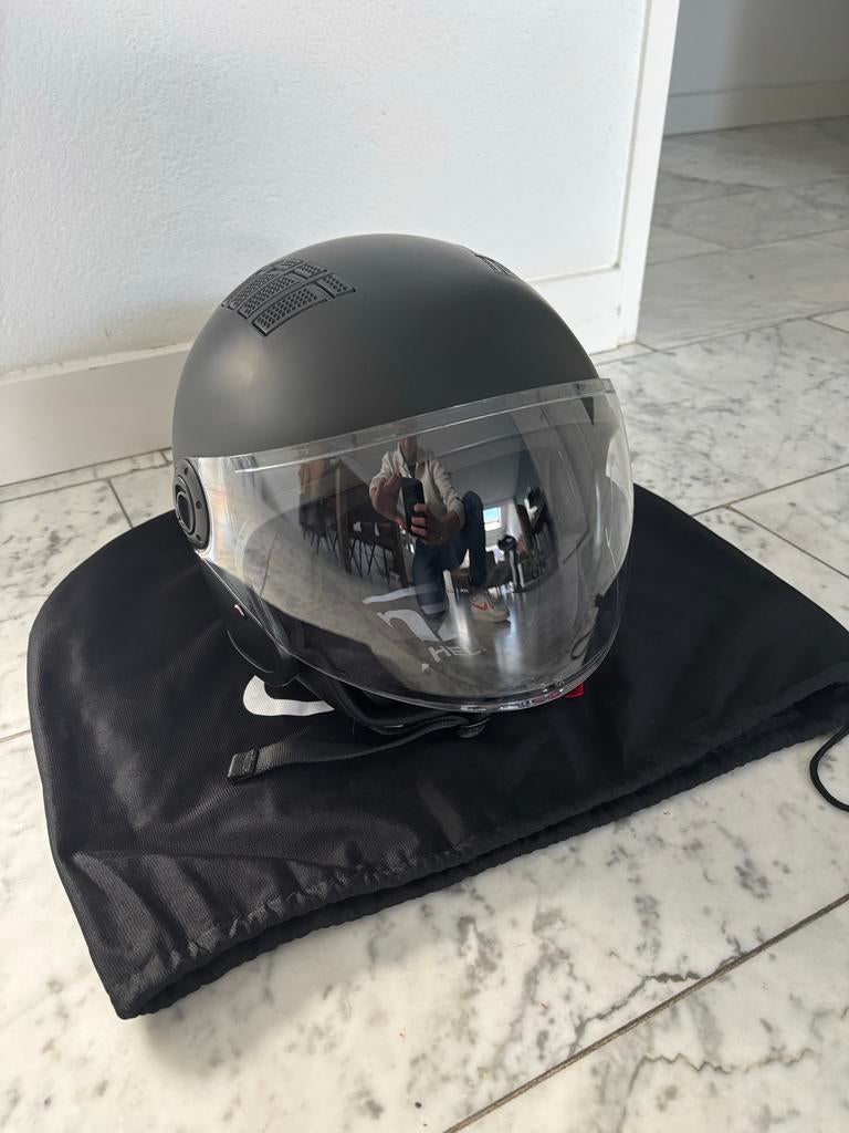 VINZ Como Jethelm Met Vizier Scooter Helm & Motorhelm Brommerhelm Snorfietshelm Scooterhelm Retro Ece 2206 Goedgekeurd Lichtgewicht 1150 Gram Inclusief Opbergzak Titanium S 2854302200