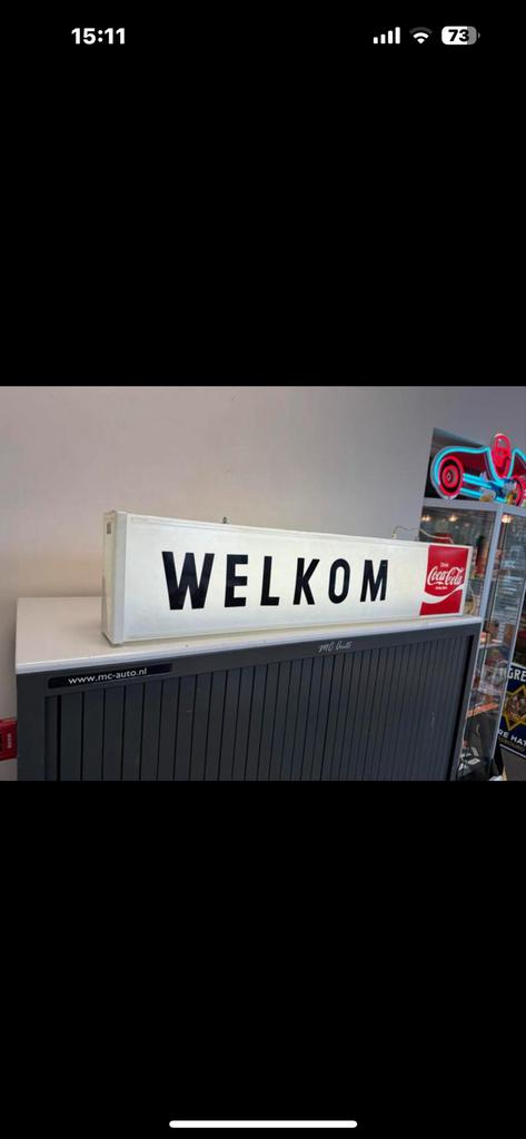 Vintage Coca-Cola Welkom Lichtbak - Reclamebord, Antiek en Kunst, Curiosa en Brocante, Ophalen