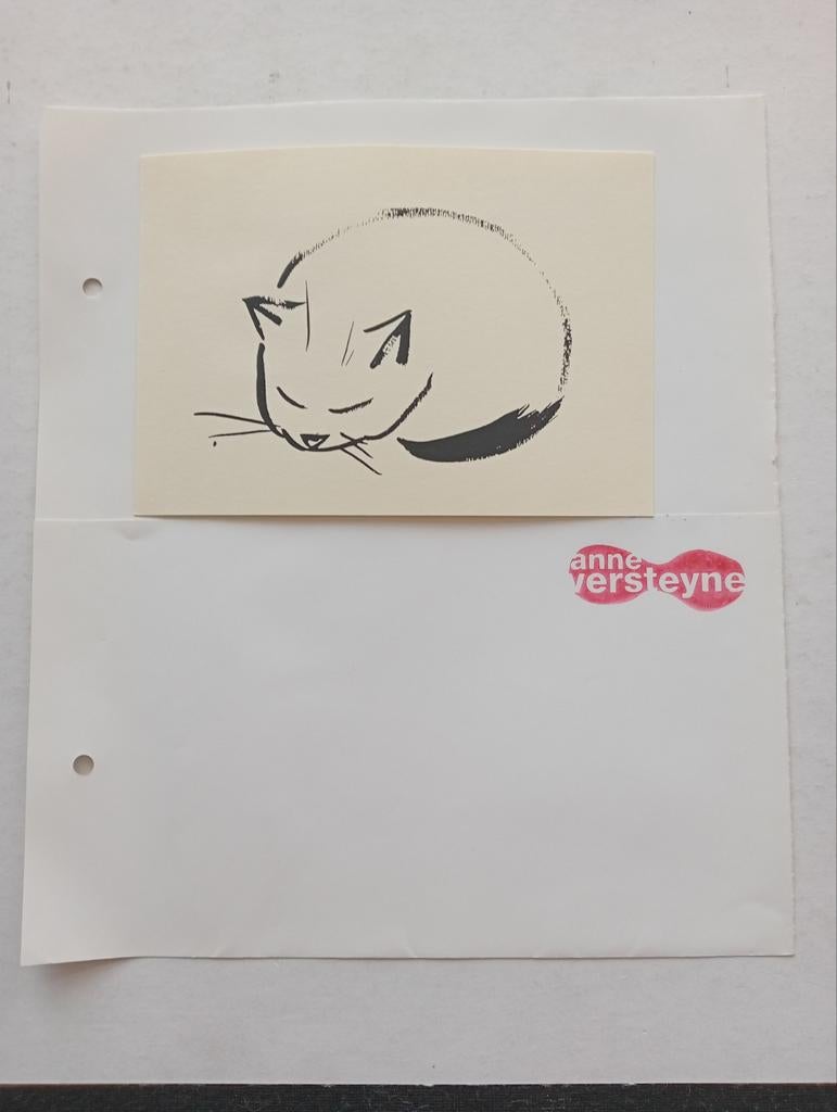 Anne Versteyne Prent van een Kat 1998, Ophalen of Verzenden