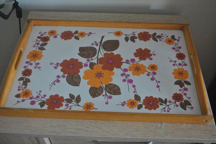 Dienblad, vintage, hout, Huis en Inrichting, Woonaccessoires | Dienbladen, Gebruikt, Hout, Rechthoekig, Ophalen of Verzenden