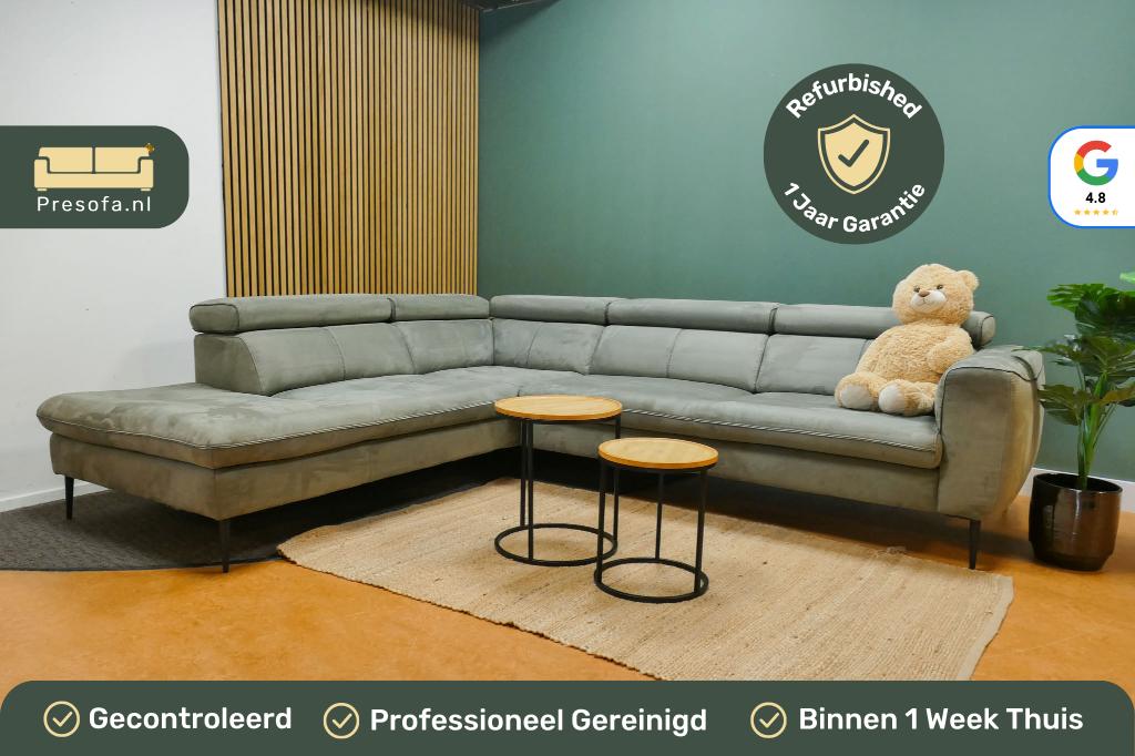 Xooon Hoekbank Microvezel Groen [Refurbished], Huis en Inrichting, Banken | Bankstellen, 250 tot 300 cm, -, -, Hoekbank