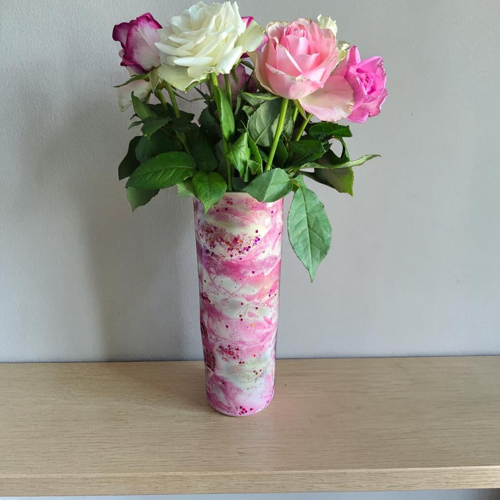 Vaas met glitter, Overige kleuren, Nieuw, Ophalen of Verzenden, Glas