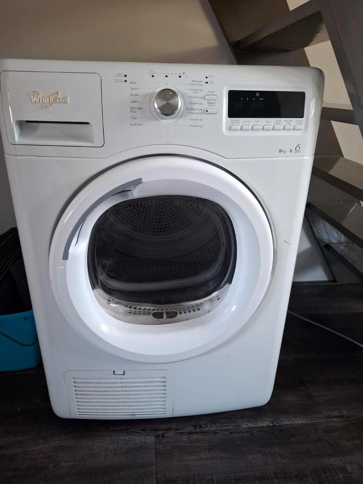 Whirlpool condensdroger 8 kg, Witgoed en Apparatuur, Wasdrogers, Gebruikt, Condens, Voorlader, 6 tot 8 kg, 85 tot 90 cm, Ophalen of Verzenden