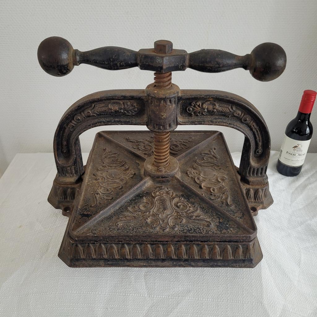 Grote zware antieke gietijzeren boekenpers art nouveau, Antiek en Kunst, Curiosa en Brocante, Ophalen of Verzenden