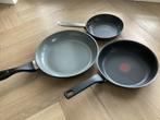 3 koekenpannen / bakpannen - BK, Tefal en onbekend, Overige materialen, Keramische plaat, Ophalen of Verzenden, Zo goed als nieuw