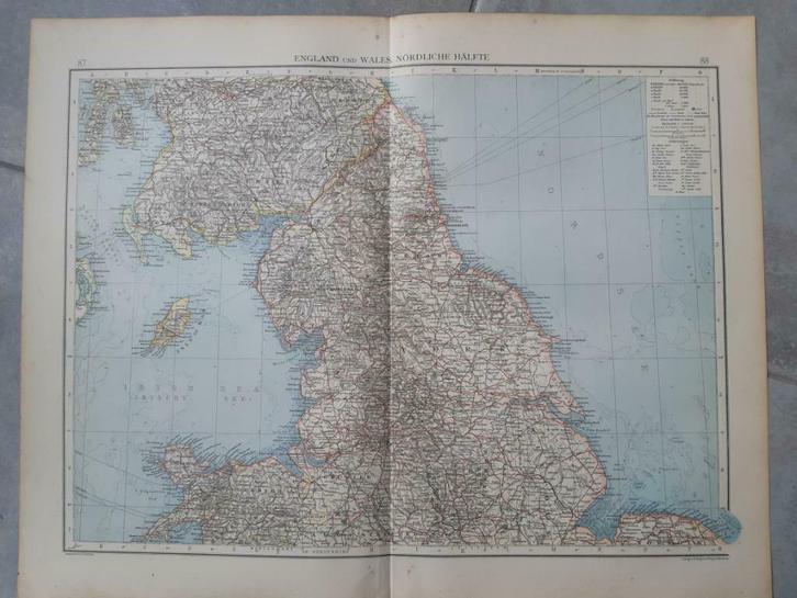 87-88/ Engeland en Wales Noordzijde Litho uit 1899, Antiek en Kunst, Kunst | Litho's en Zeefdrukken, Ophalen of Verzenden