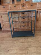 Mooi wijnrek van staal en steigerhout., Ophalen, 5 tot 15 flessen, Zo goed als nieuw, 75 cm of meer