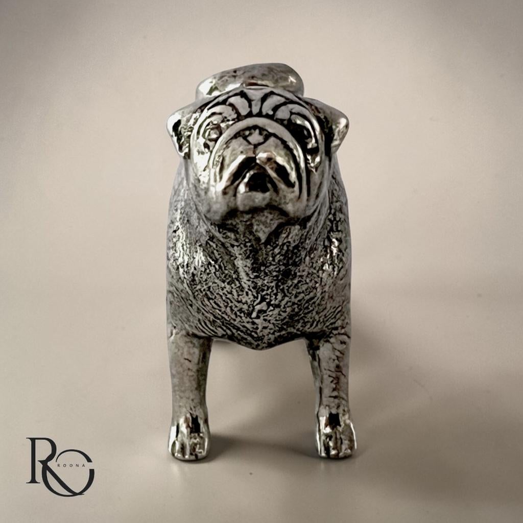 Zilveren Mopshond (Pug) Miniatuur 925 Sterling Zilver, Ophalen of Verzenden, Zilver