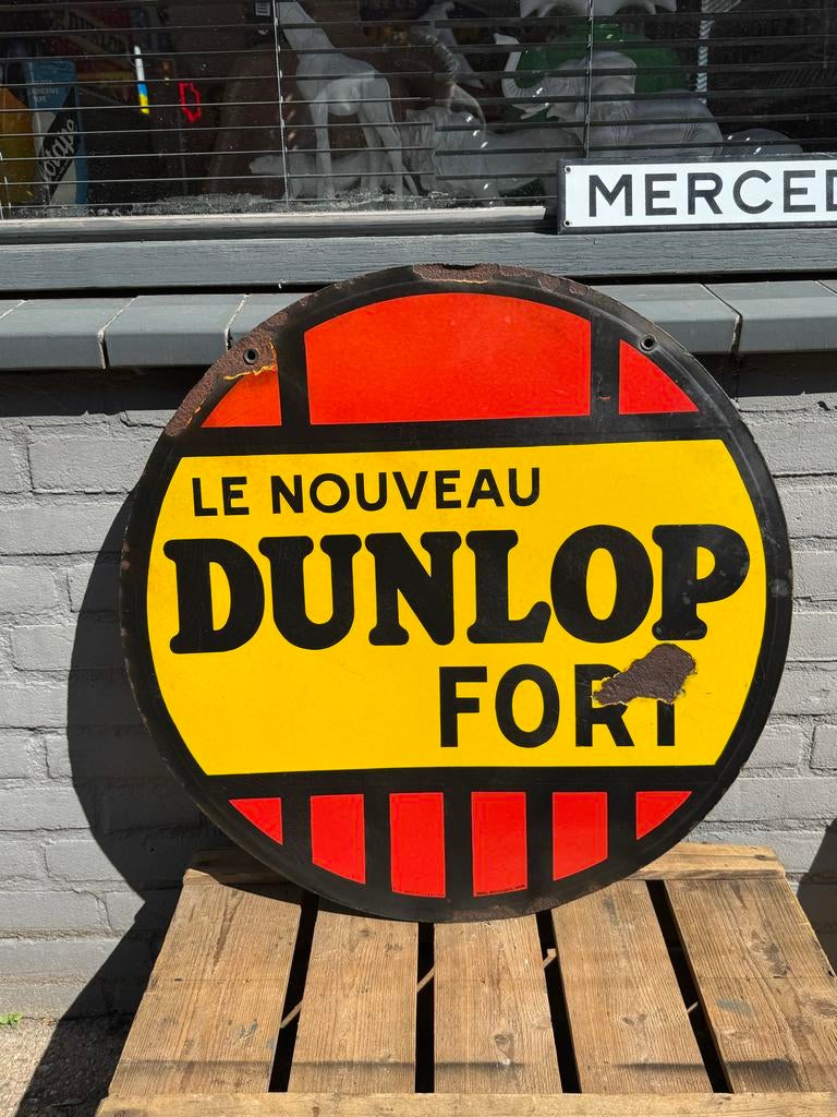 Vintage Dunlop Emaille Reclamebord, Ophalen of Verzenden
