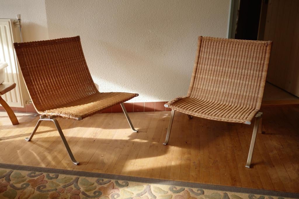 Set van 2 Originele PK22 Lounge Chairs – Poul Kjærholm EKC, Ophalen
