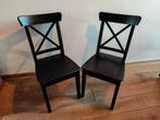 Twee zwarte IKEA INGOLF stoelen, Huis en Inrichting, Stoelen, Ophalen, Gebruikt, Twee, Hout