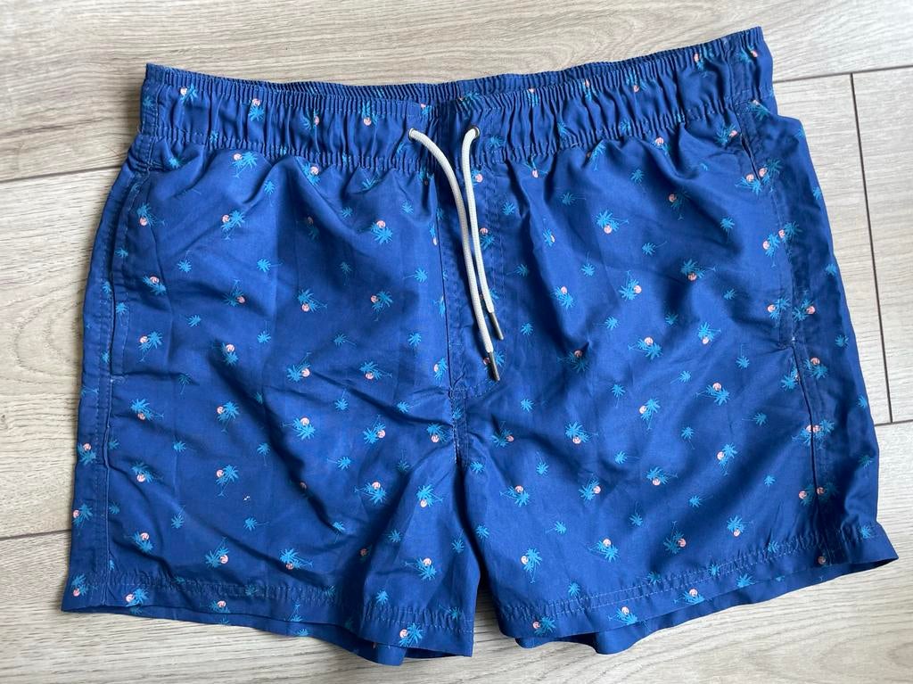 Blauwe zwemshort met palmboomprint - Active Touch, Kleding | Heren, Ophalen of Verzenden, Maat 48/50 (M), Blauw, Zwemshort