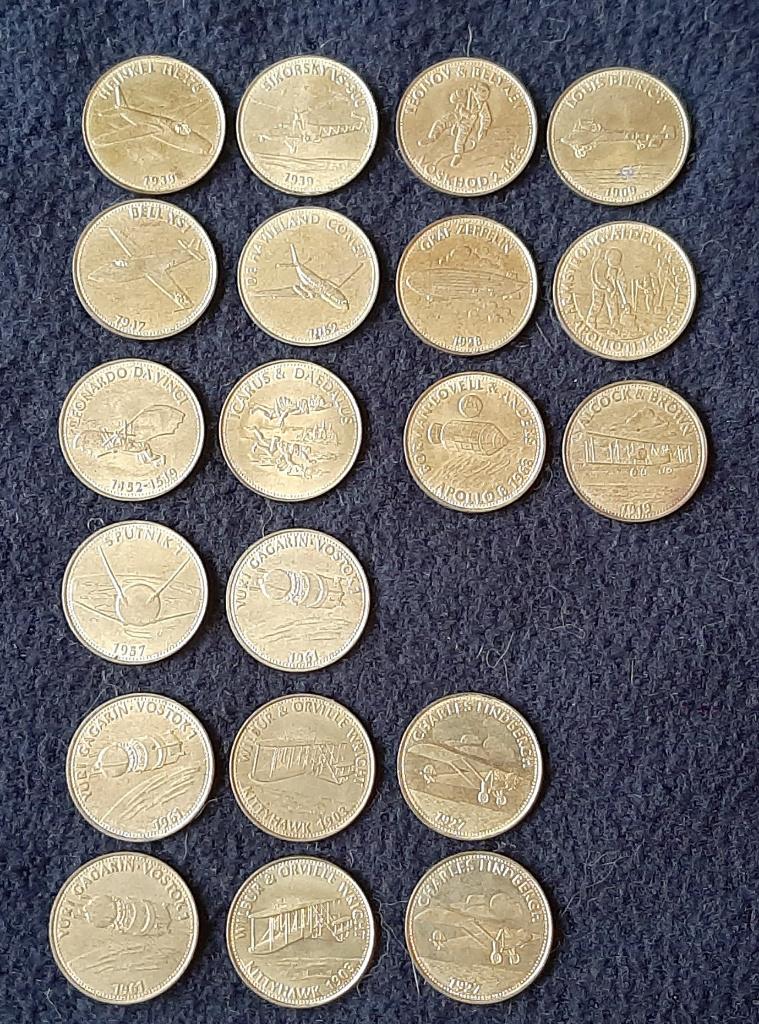 Shell munten uit 1969, luchtvaart, vintage, 20 stuks, igs!, Ophalen of Verzenden, Koningin Juliana, Overige waardes, Setje