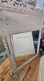 Grote Antieke spiegel met geslepen glas oudje, Antiek en Kunst, Ophalen, Rechthoekig, 50 tot 100 cm, 100 tot 150 cm