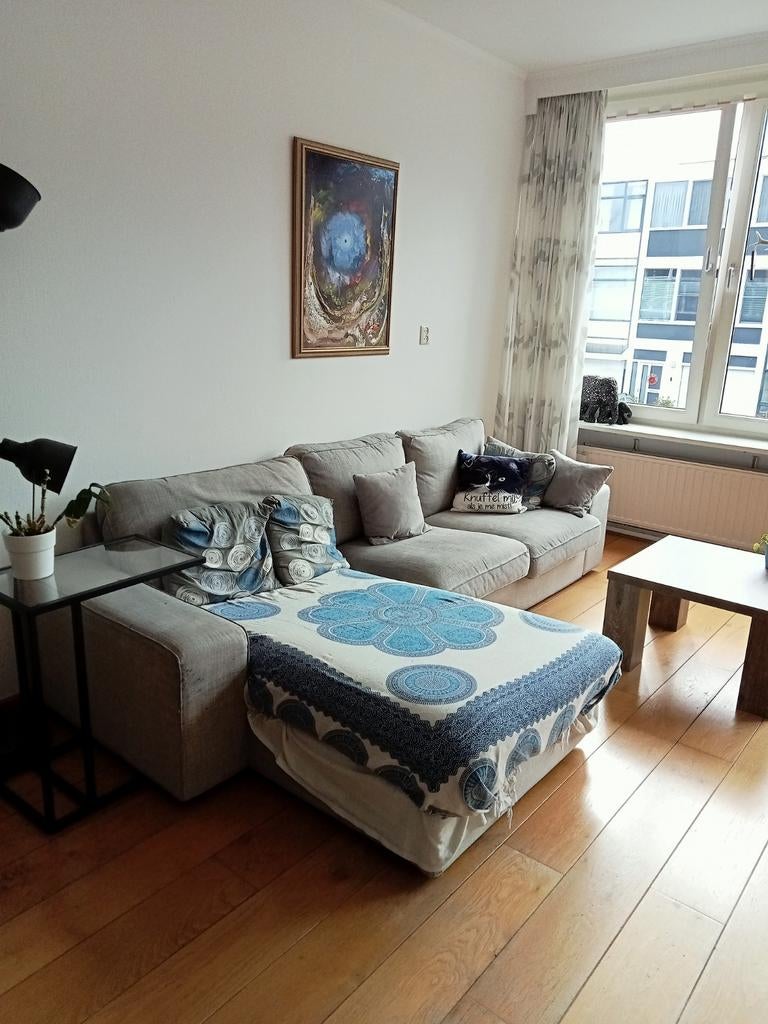 Licht grijze hoekbank tegen elk aannemelijk bod, Ophalen, Gebruikt, Vierpersoons of meer