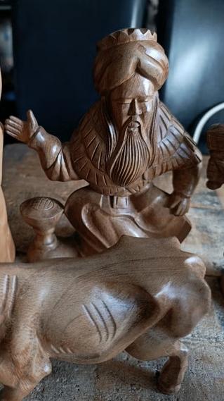 houten beelden china koningen en koe, Ophalen, Handgemaakt, Hout, Overige onderwerpen