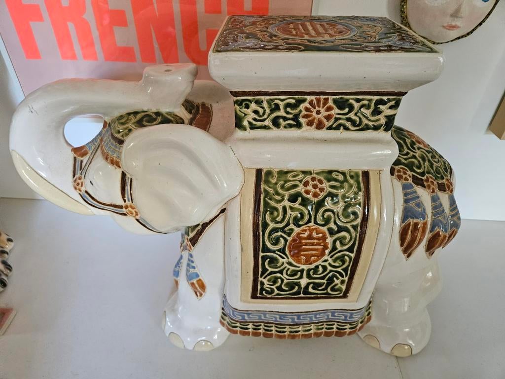 VINTAGE Olifant kruk / plantentafel keramiek, Ophalen of Verzenden