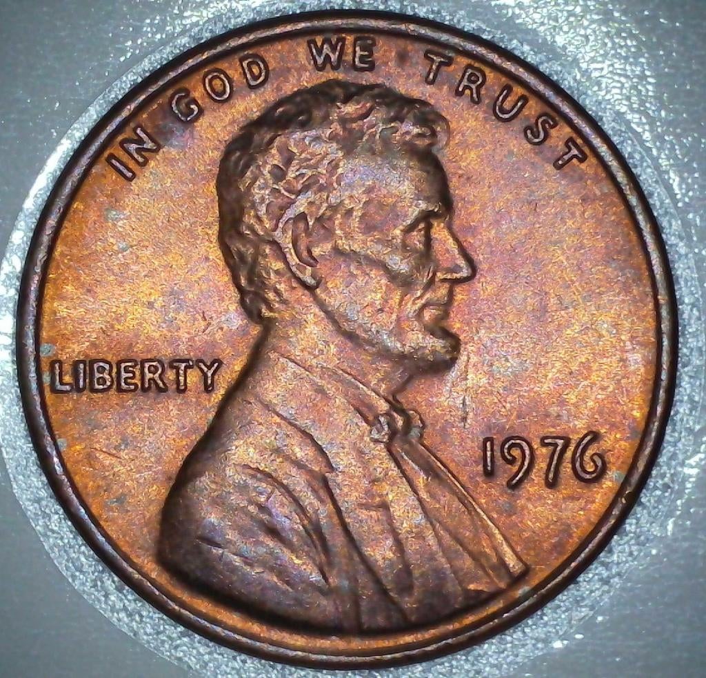 Toned Lincoln Cent 1976, Ophalen of Verzenden, Noord-Amerika