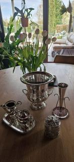 Zilverkleurig theeservies met ijsemmer en vaas, Antiek en Kunst, Antiek | Goud en Zilver, Ophalen, Zilver