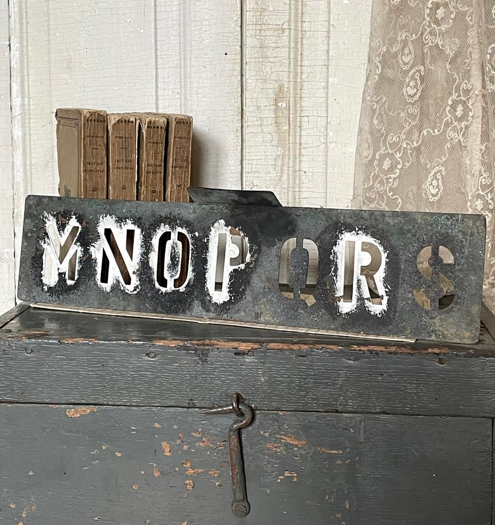 SALE………. Brocante oud zinken sjabloon M N O P Q R S, Antiek en Kunst, Ophalen of Verzenden