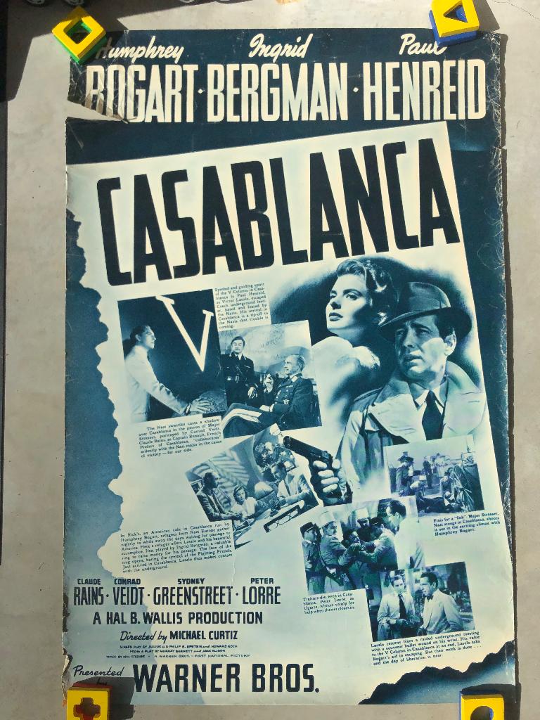 filmposter Casablanca, Verzenden, A1 t/m A3, Film en Tv, Rechthoekig Staand