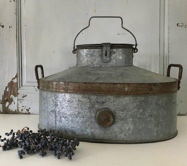 Industriële Franse zinken vis bewaar emmer vis reservoir, Antiek en Kunst, Ophalen of Verzenden