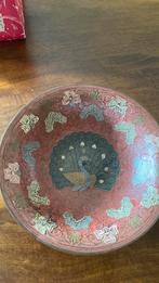 Vintage ijzeren schaal met een pauw er in, Antiek en Kunst, Ophalen of Verzenden