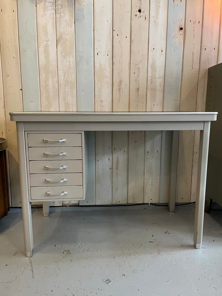 Vintage Gispen werkbank / werktafel / bureau, Ophalen, Gebruikt, Metaal, Vintage