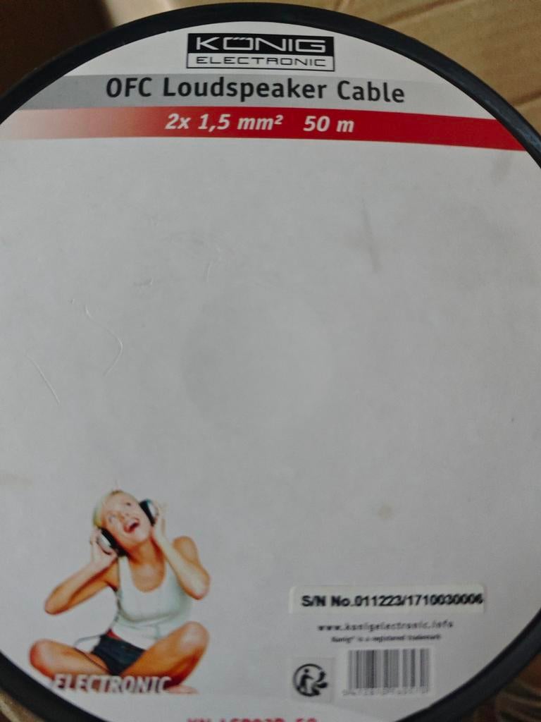 König OFC Luidsprekerkabel 2x 1,5 mm² 50 m, Ophalen of Verzenden, Luidsprekerkabel