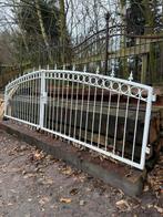 Sierlijke stalen tuinpoort verzinkt en gecoat. 480cm breed, Ophalen, IJzer, Sierhekwerk