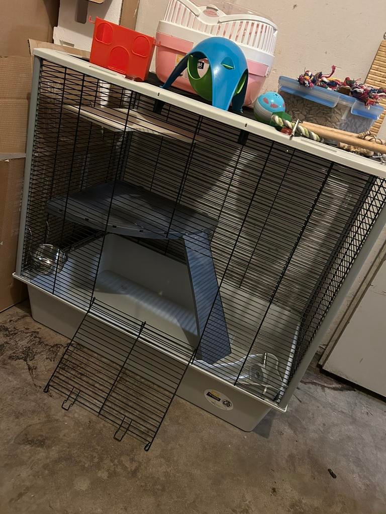 Ratten/fretten kooi met toebehoren, Ophalen, Kooi, 60 tot 90 cm, Zo goed als nieuw