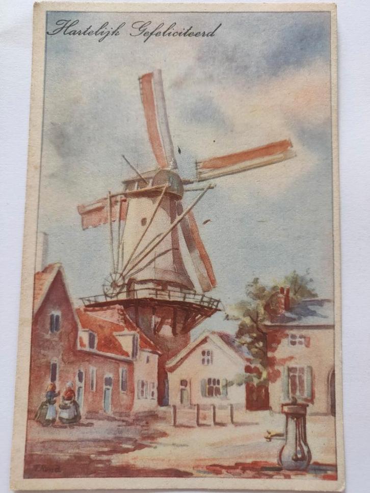 U799 Gefeliciteerd Molen 1946, Verzamelen, Ansichtkaarten | Nederland, Noord-Holland, 1920 tot 1940, Ophalen of Verzenden