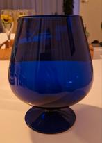 Vintage, kobaltblauwe bokaal op voet., Ophalen of Verzenden