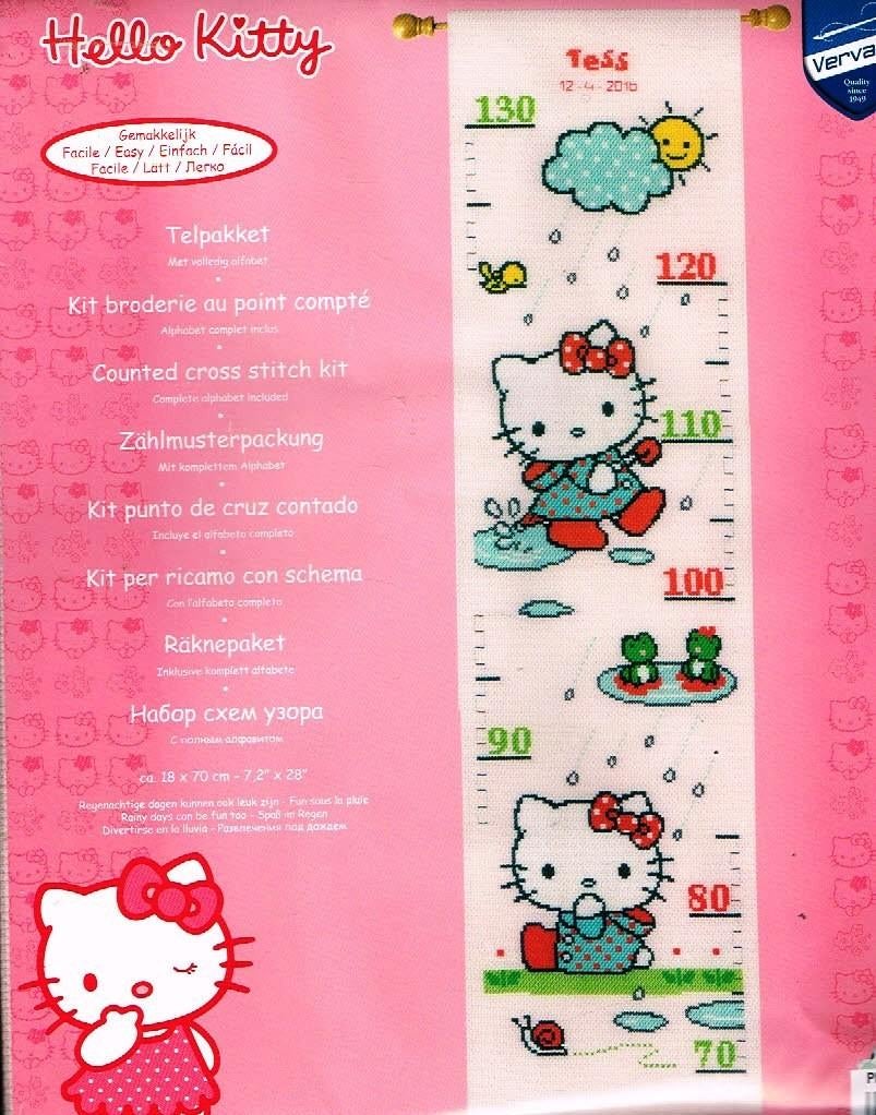 Cado SALE Hello Kitty borduurpakket groeimeter regen dagen, Ophalen of Verzenden, Nieuw, Handborduren, Borduurpakket