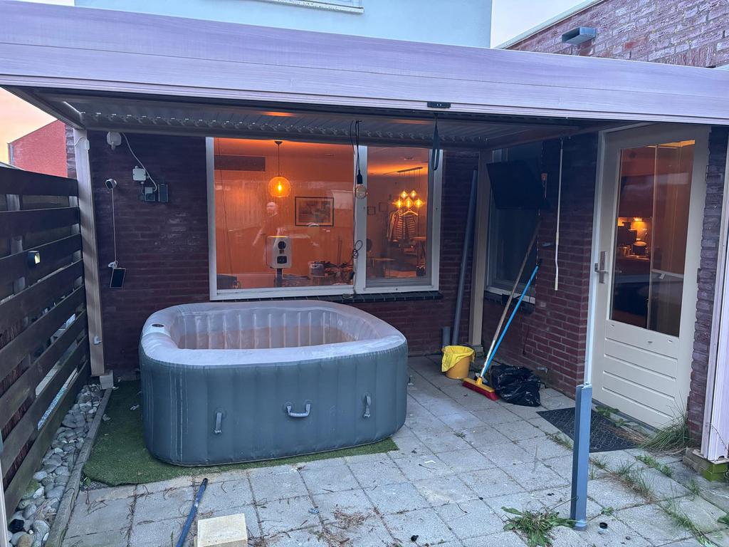 Lamellen overkapping 3x4 houtlook met sunscreen, Ophalen, Zo goed als nieuw, Veranda