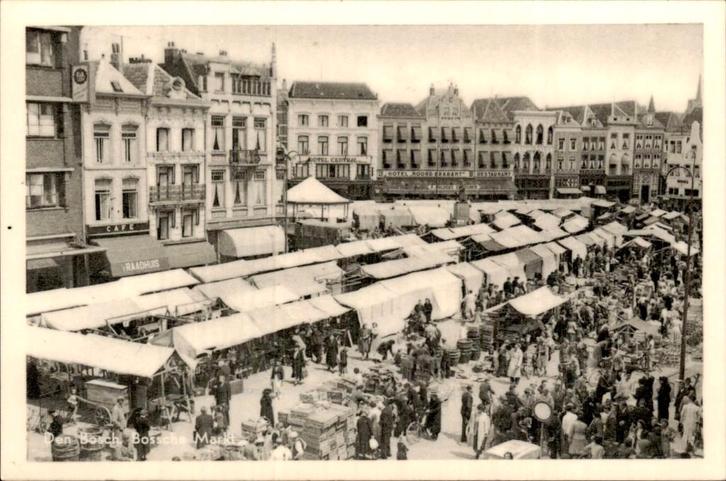 Den bosch- Markt, Verzamelen, Ansichtkaarten | Nederland, Gelopen, Noord-Brabant, Voor 1920, Ophalen of Verzenden