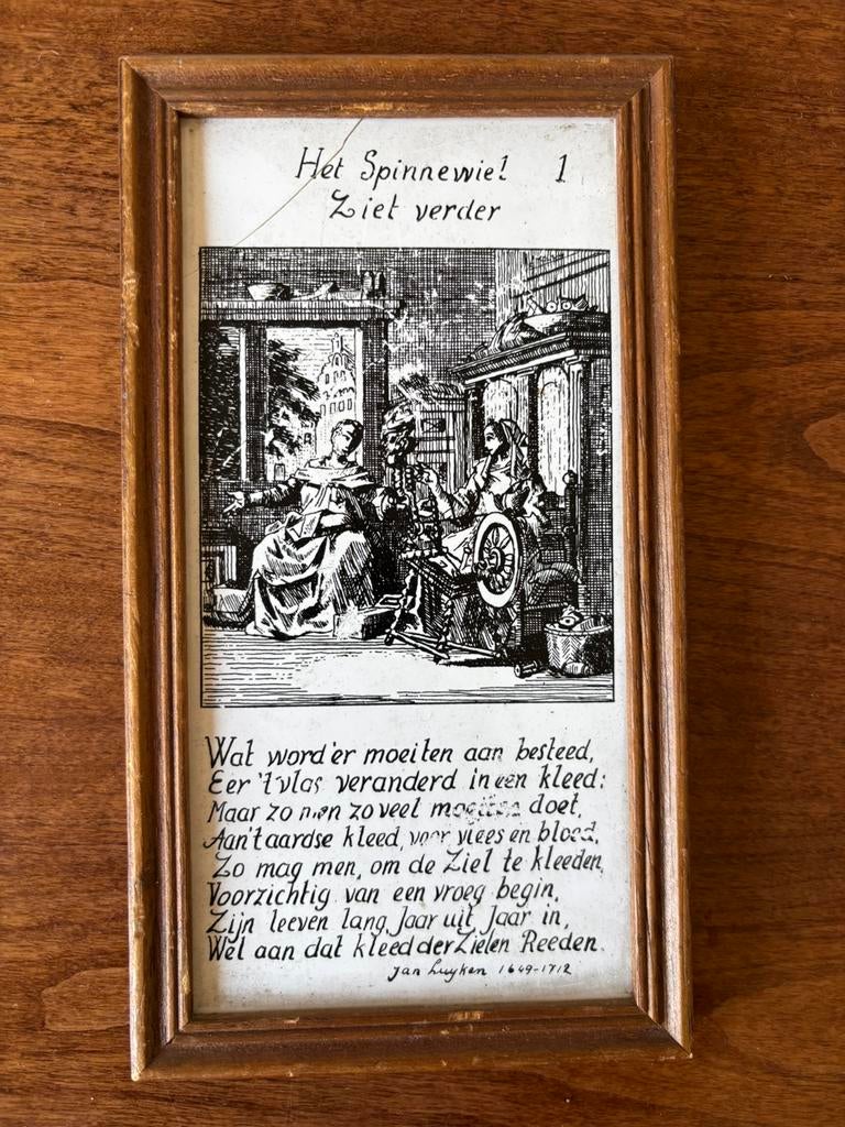 Prent tegeltje het spinnenwiel, Huis en Inrichting, Ophalen, Zo goed als nieuw